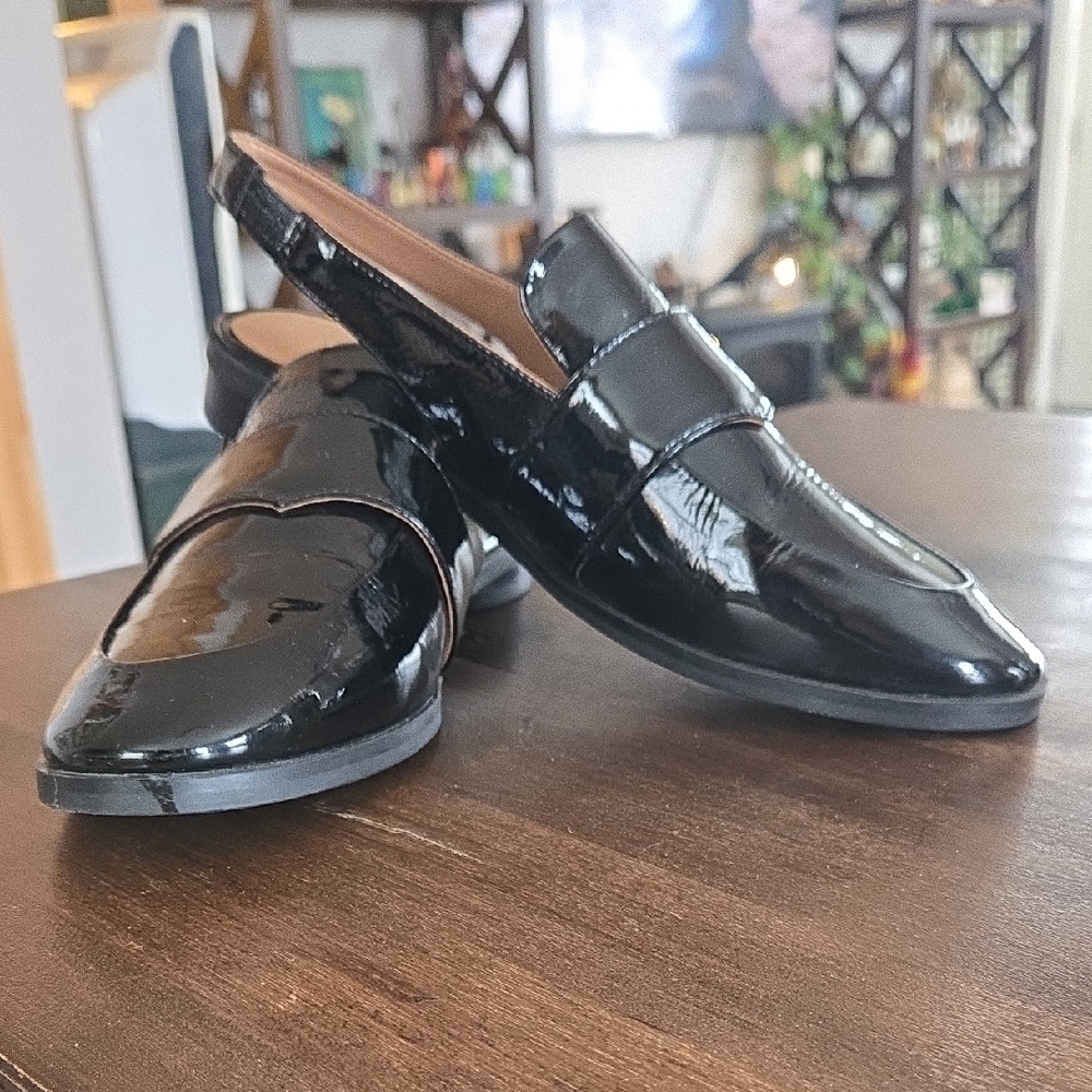 Aerosoles Patent Leather Gabriella Sling Back Loafers Slides NWOT ladies Size 6